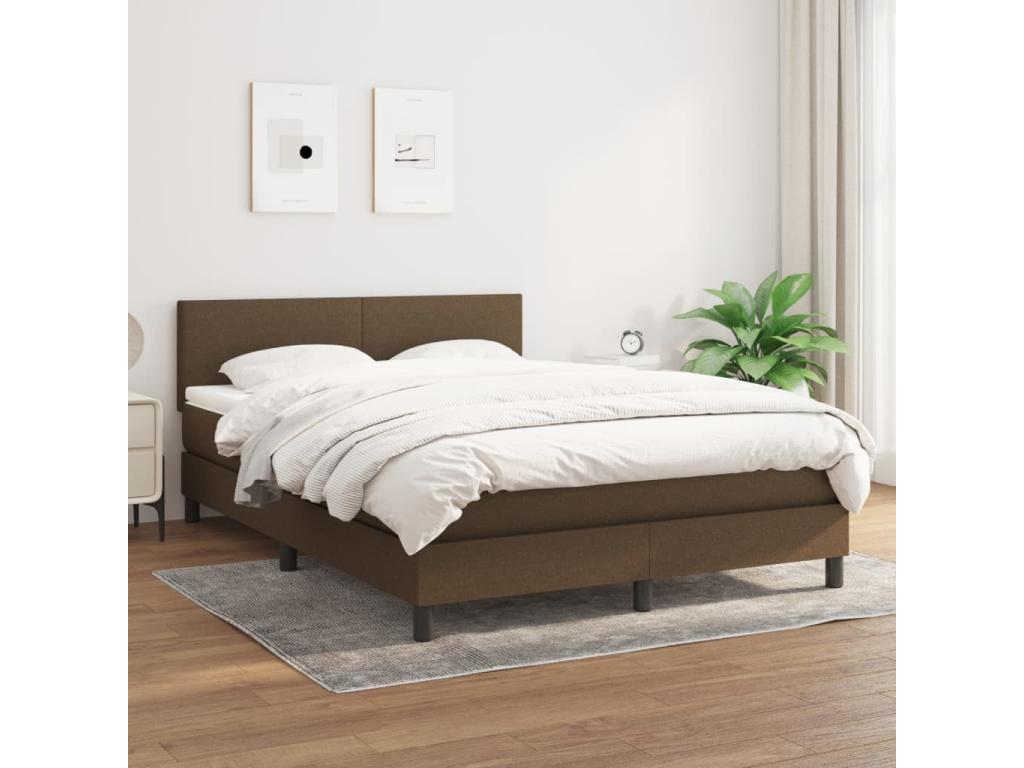Lit à sommier tapissier avec matelas Marron foncé 140x200 cm VCTJ88823