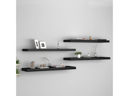 Étagères murales flottantes 4 pcs Noir 90x23.5x3.8 MDF AQNF15513