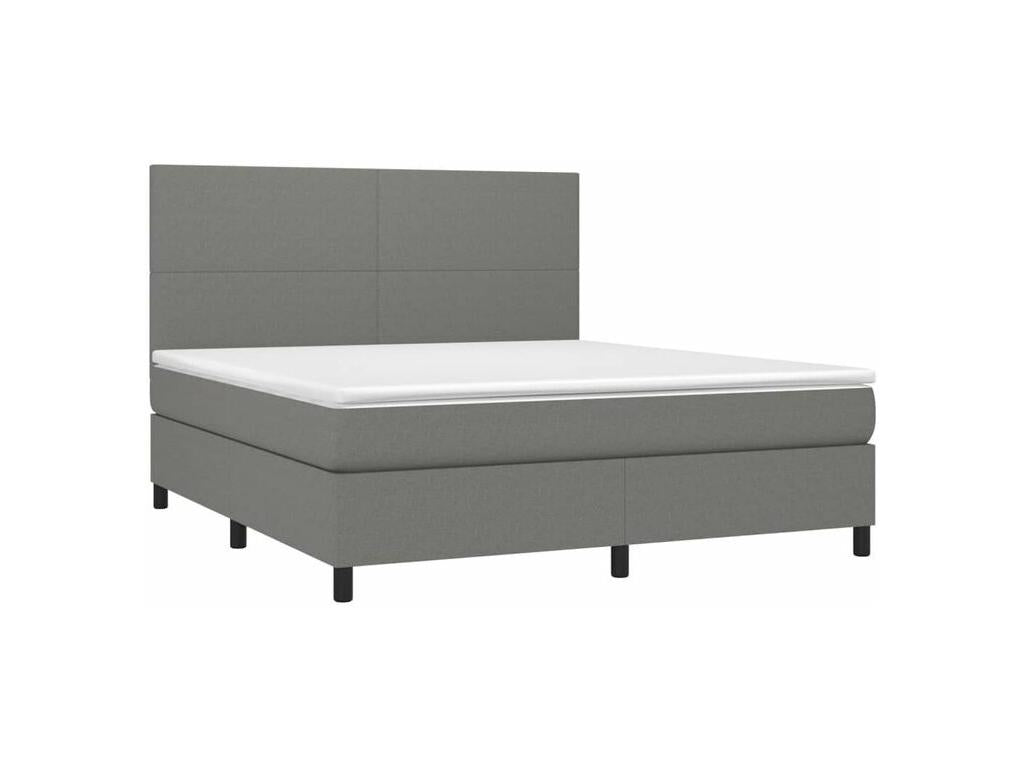 Sommier à Chicyla de lit et matelas et LED Gris foncé 160x200 PLIJ24800