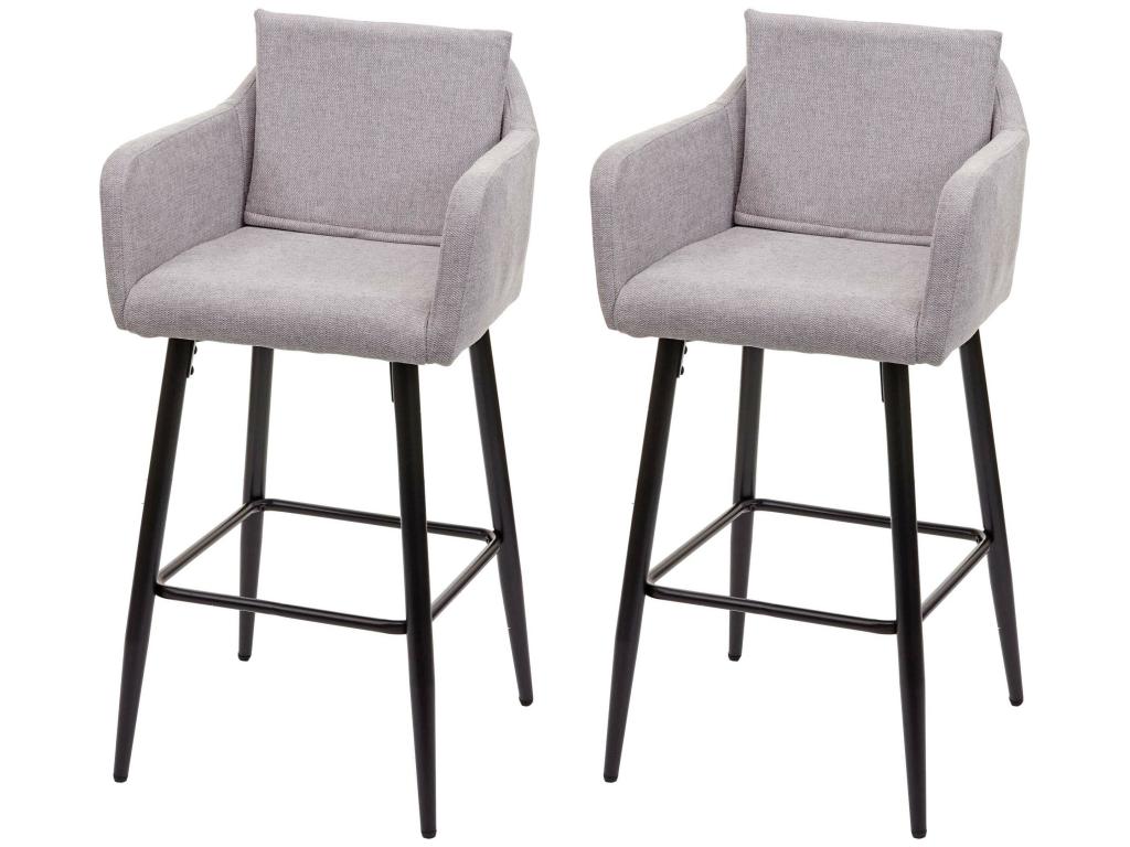 Tabouret de bar Chicyla-H93 lot de 2 tissu/textile gris clair CSWJ09809