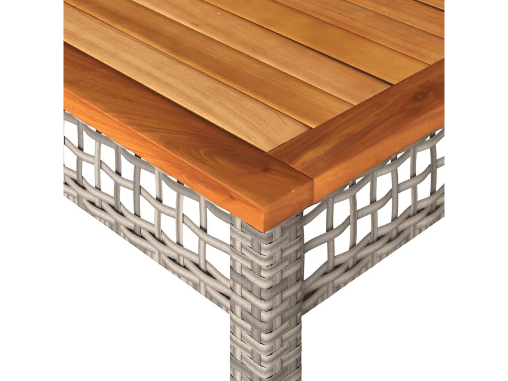 Table de jardin gris 140x80x75 cm résine tressée et bois Chicyla AGWF93809