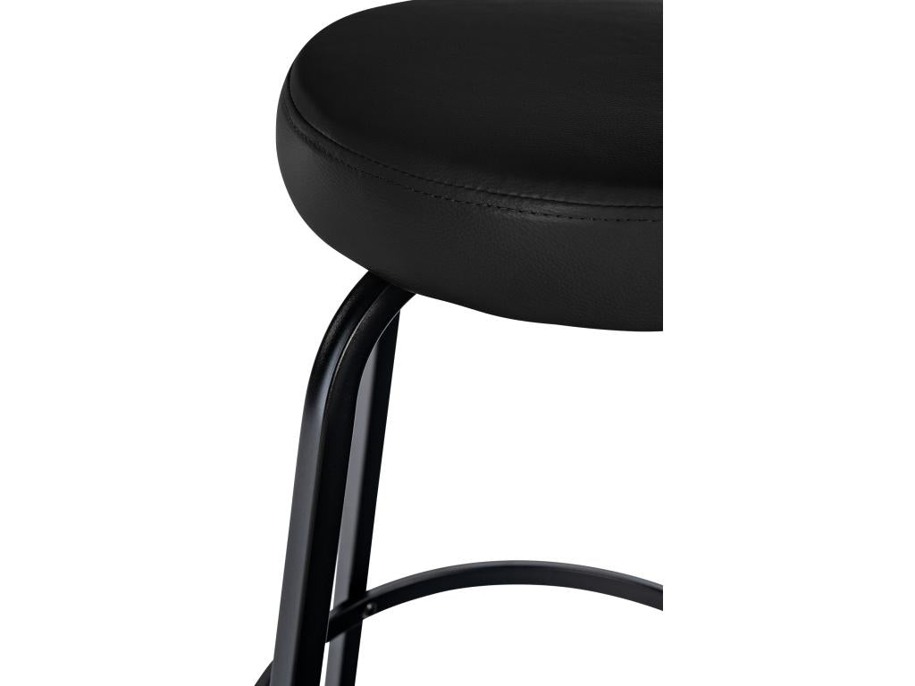 Tabouret de bar - Similicuir / Métal noir mat - Noir - Meublori