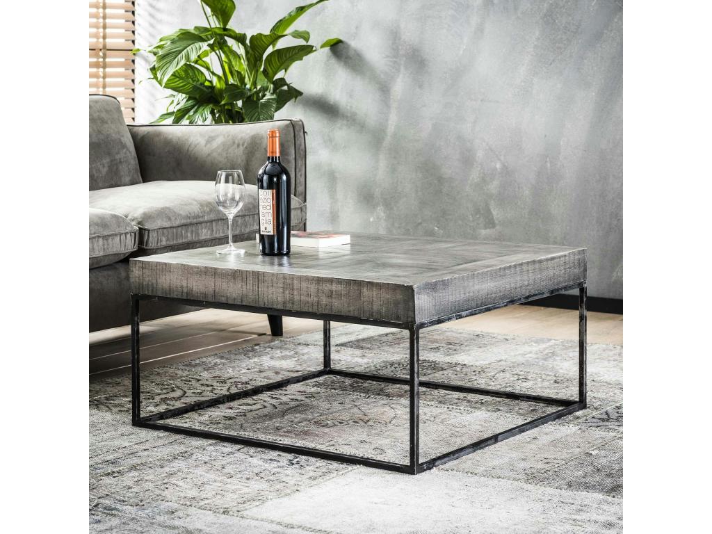 Table basse grise bois massif 80 cm Chicyla SVWK38303