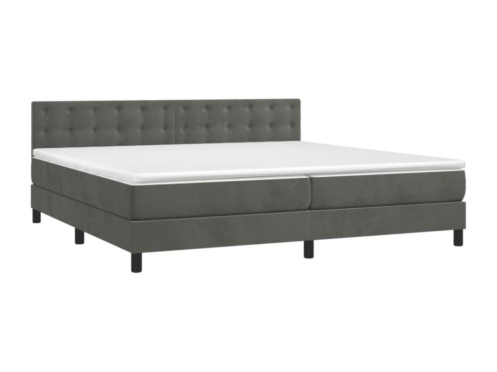 Lit à sommier tapissier et matelas Gris foncé 200x200cm Velours KWHV63413
