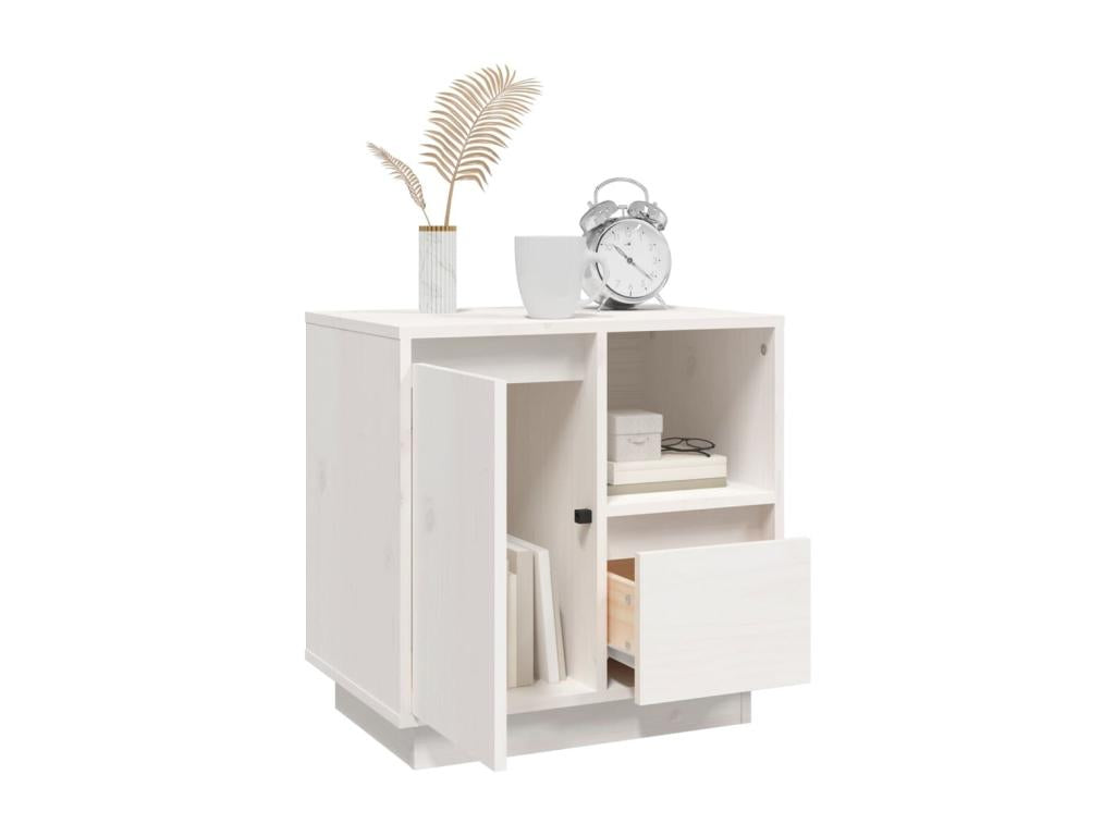 Chicyla Premium - Table de chevet Blanc 50x34x50 cm Bois de pin massif ZAPY92645