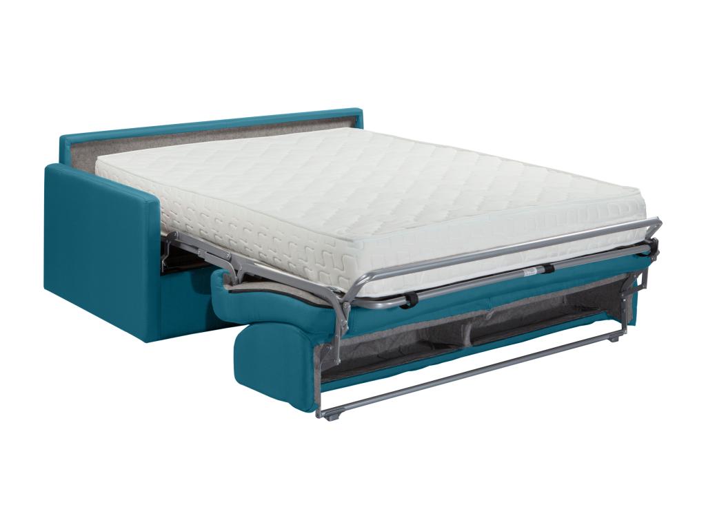 Canapé 4 places convertible express en tissu bleu turquoise - Couchage 160 cm - Matelas 22 cm Chicyla FEXU08191