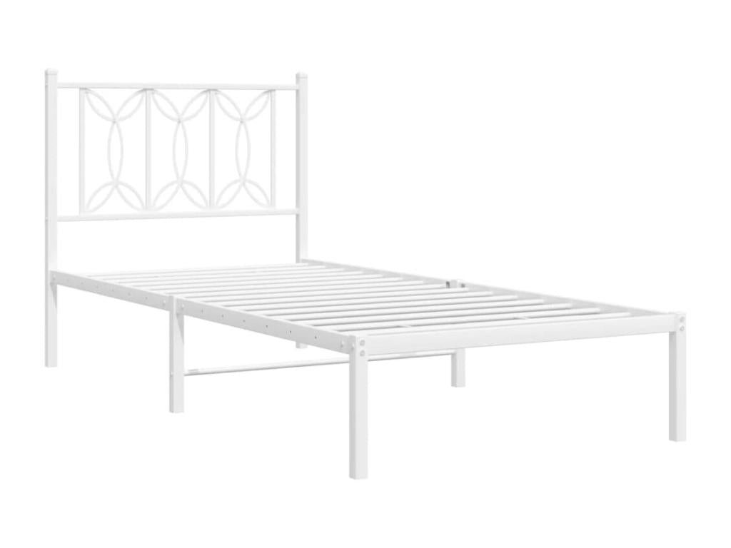 Cadre de lit métal sans matelas avec tête de lit blanc 80x200cm TWEB35247