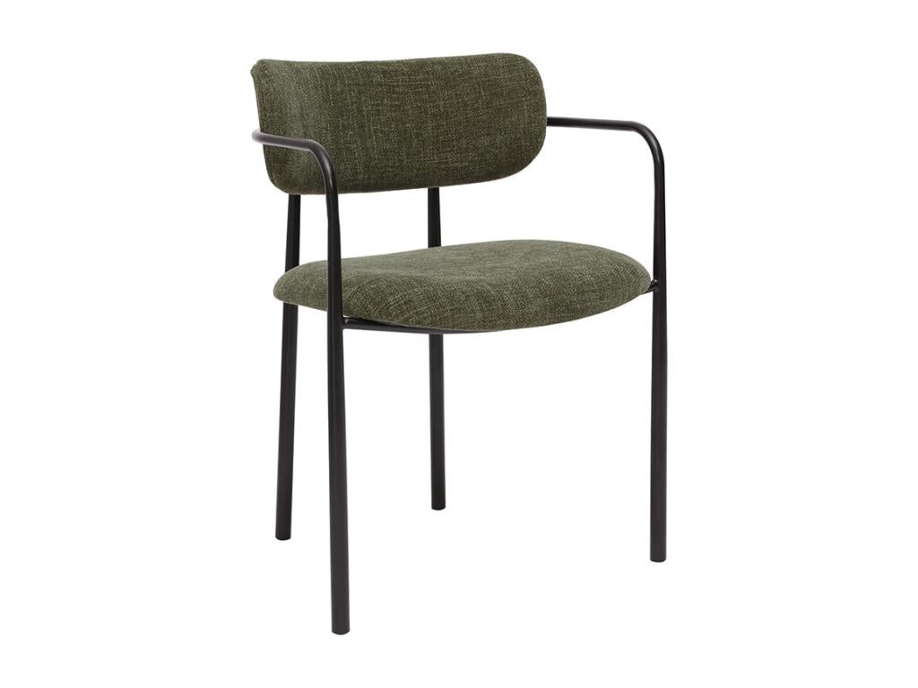 Chaises en tissu effet velours texturé vert kaki et métal noir lot de 2 SWIFT IAAZ90535