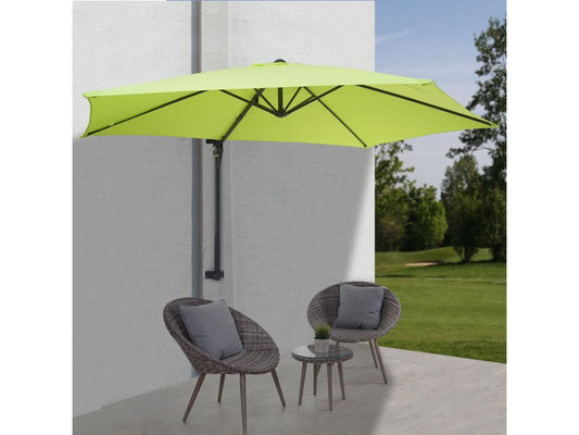 Parasol mural Meublori parasol déporté pour le balcon 3m inclinable - vert Meublori