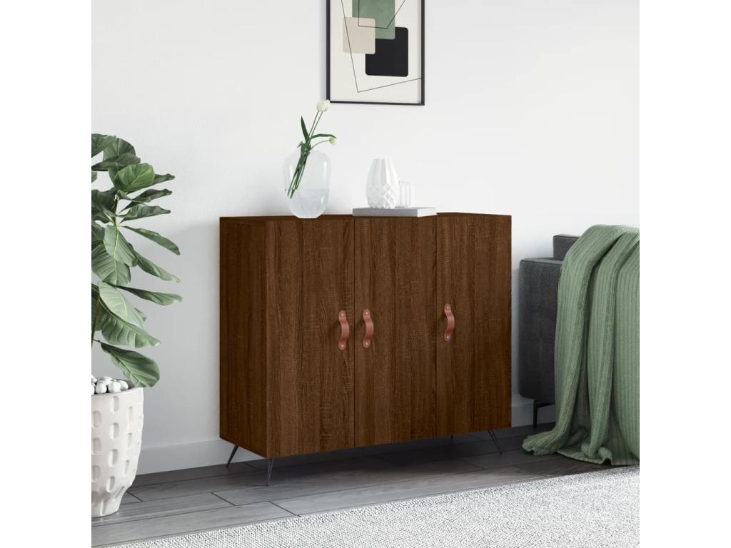 Buffet chêne marron 90x34x80 cm bois d'ingénierie FNHP47668