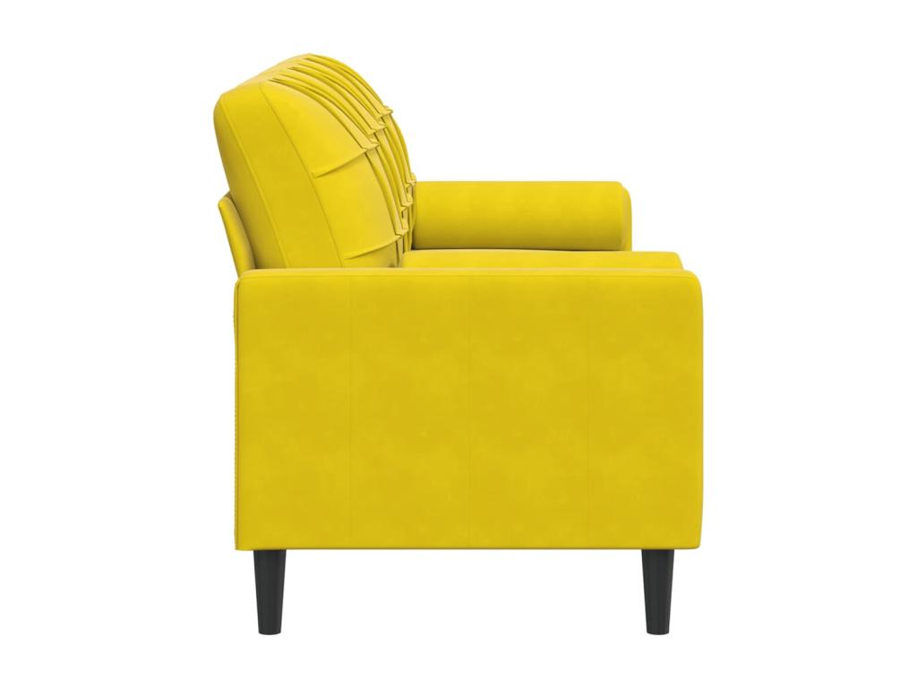 Canapé 3 places avec oreillers décoratifs jaune 180 cm velours UGGJ01264