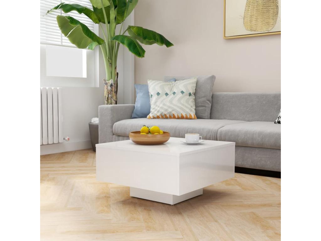 Table basse Blanc brillant 60x60x31.5 KPUE19741