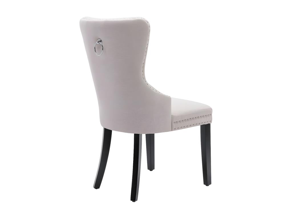 Lot de 4 Chaises scandinaves - tissu en lin - avec pieds en chêne - Beige KYFD10246