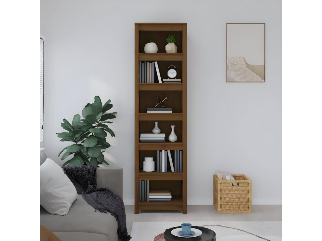 Bibliothèque Marron miel 50x35x183 cm Bois de pin massif TBIO29503