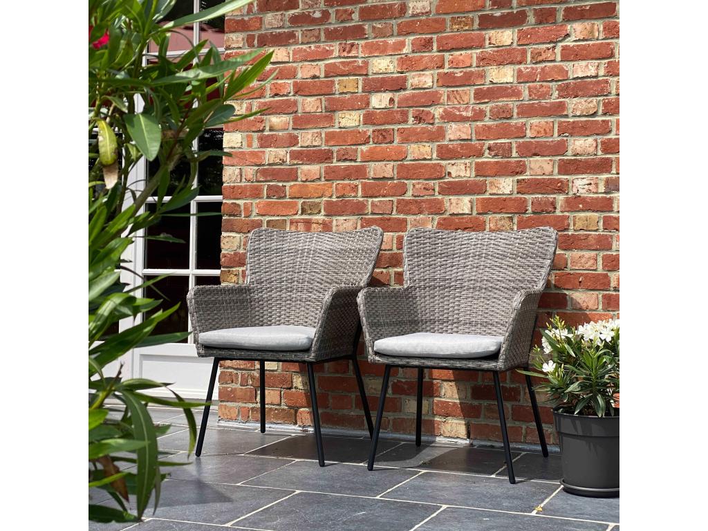 Lot de 2 fauteuils de jardin rond en osier
