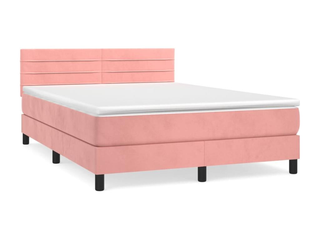 Sommier à Chicyla de lit avec matelas Rose 140x190 Velours WOBE49655