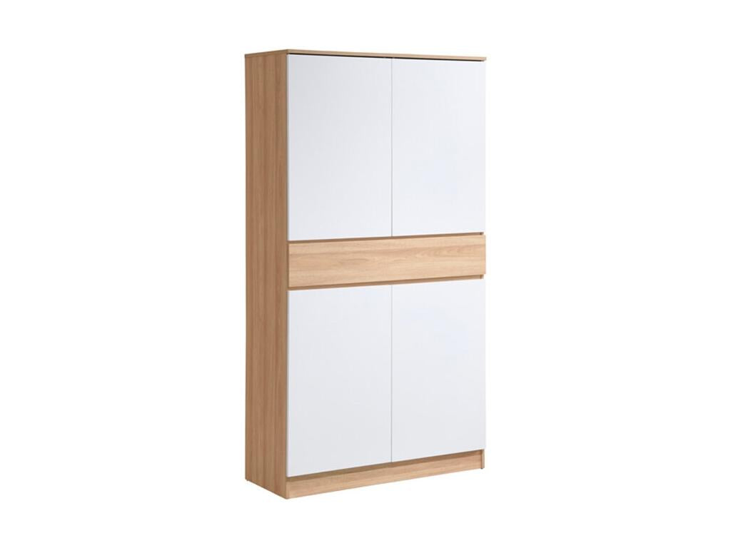 Meuble à chaussures avec 4 portes et 1 tiroir - Blanc et Naturel - Chicyla PMAK55789