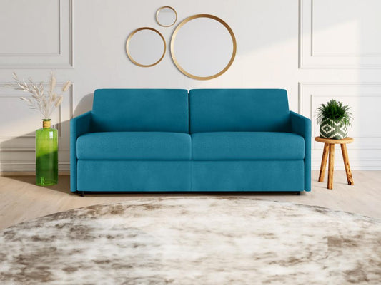 Canapé 4 places convertible express en tissu bleu turquoise - Couchage 160 cm - Matelas 22 cm Chicyla FEXU08191