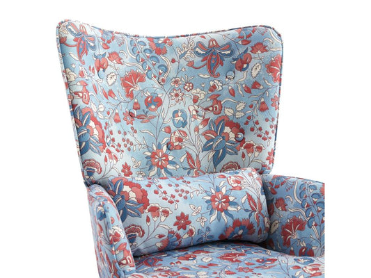 Fauteuil à bascule en velours apaisant avec cadre métallique et base en bois pour une escapade de chambre relaxante TFAZ99543