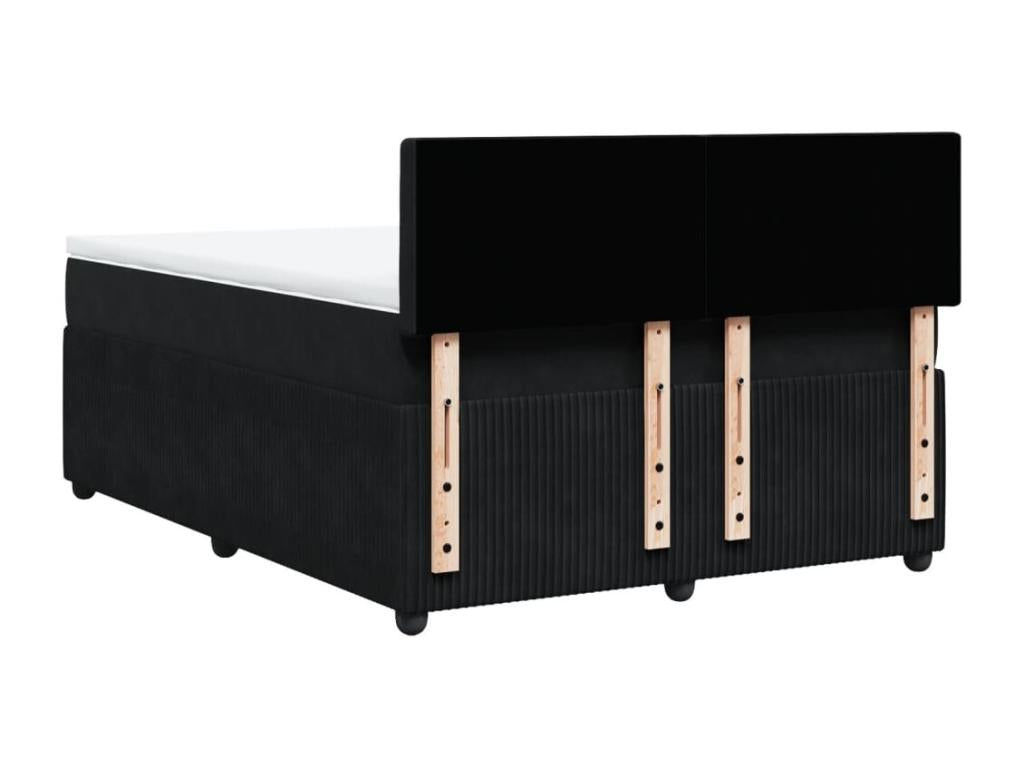 Sommier à Chicyla de lit avec matelas Noir 140x190 cm Velours KPEN27872