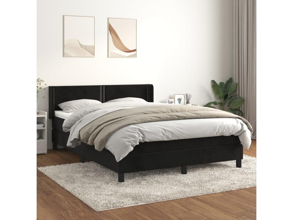 Sommier à Chicyla de lit avec matelas Noir 140x190 Velours WRYI94975