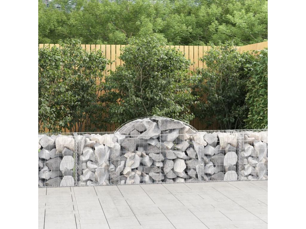 Paniers à gabions arqués 2 pcs 200x50x60-80 Fer renforcé WPQN31724
