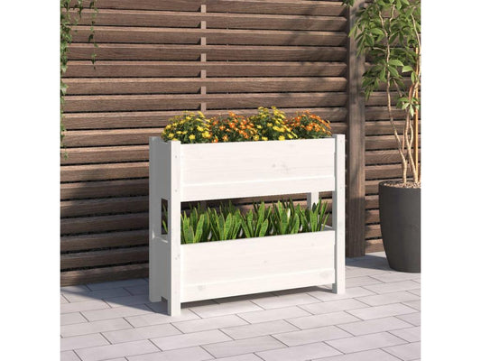 Jardinière Blanc 77x25x66 cm Bois massif de pin