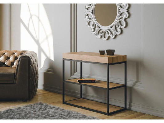 Console extensible 90x40/300 cm Chicyla Premium Chêne Nature cadre Anthracite MTJK27715