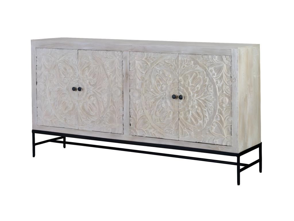 Bahut Bois Fer Blanc 170x39x90cm Bois-Fer - Meublori