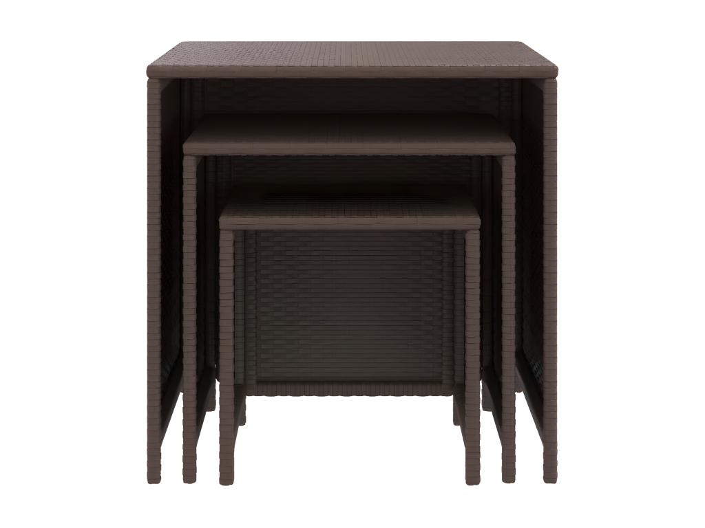 Tables gigognes 3 pcs marron résine tressée ZZSA42048