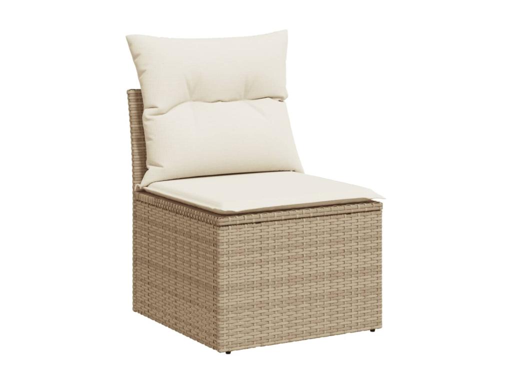 Salon de jardin avec coussins 9 pcs beige résine tressée FEBX80719