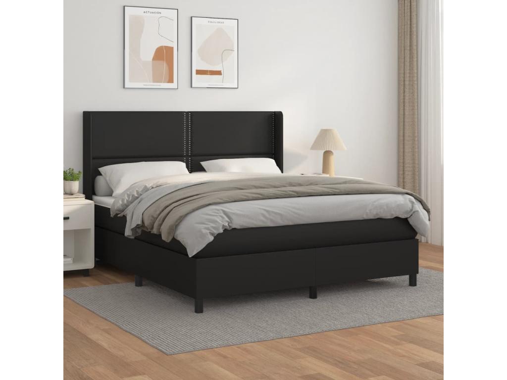 Lit à sommier tapissier avec matelas Noir 180x200 cm Similicuir GJDR88280