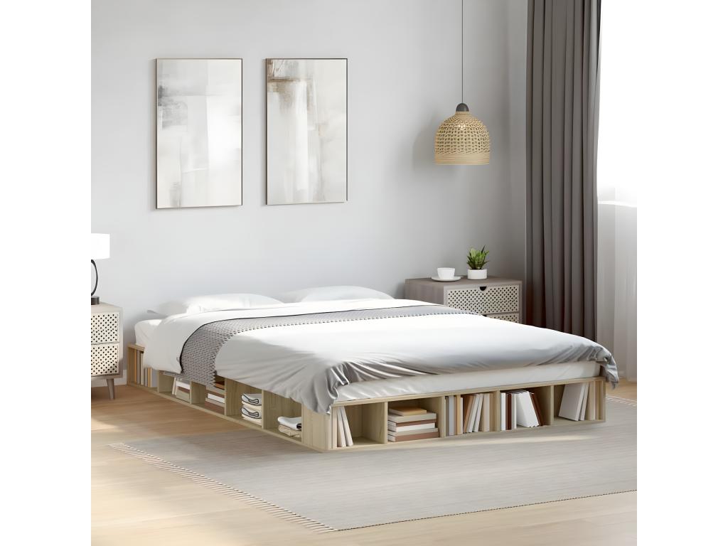 Cadre de lit chêne Chicyla 160x200 bois d'ingénierie VSUI19984