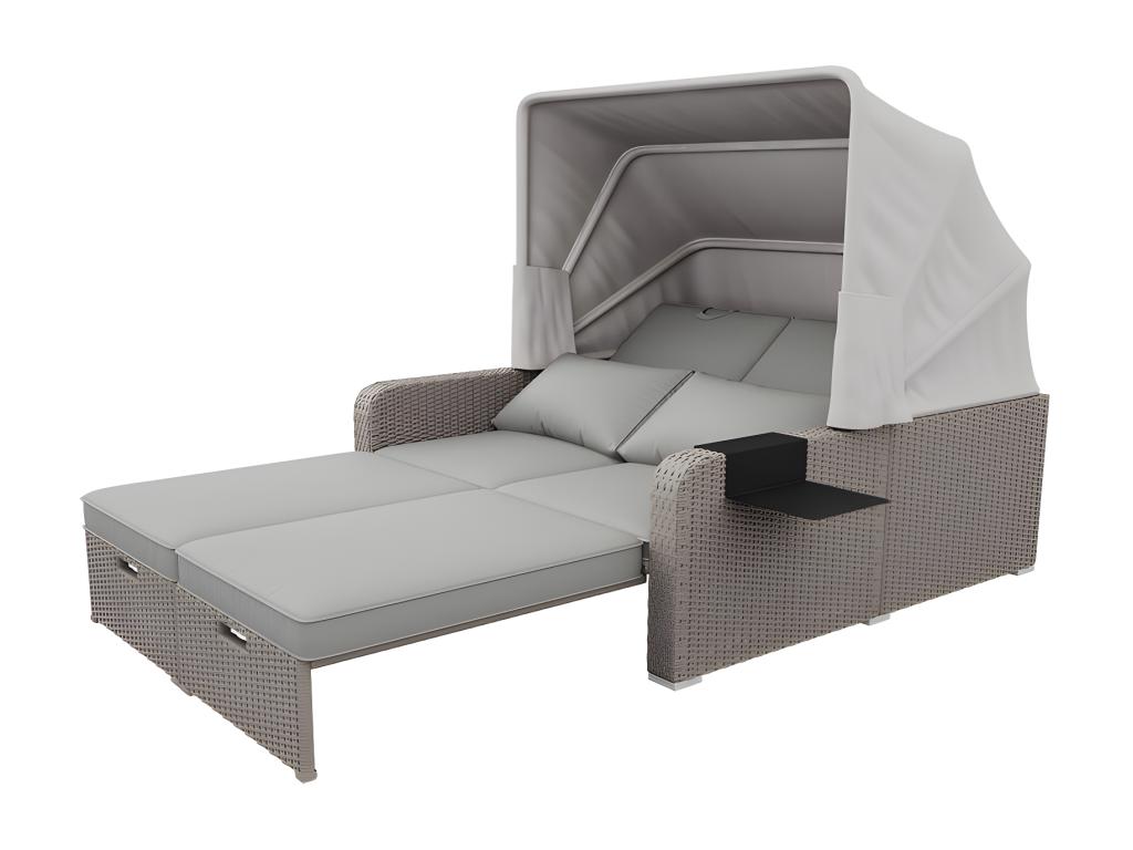 Salon de jardin extensible - Canapé Chicyla en rotin PE avec auvent réglable - structure en acier - Chicyla VPMW31237