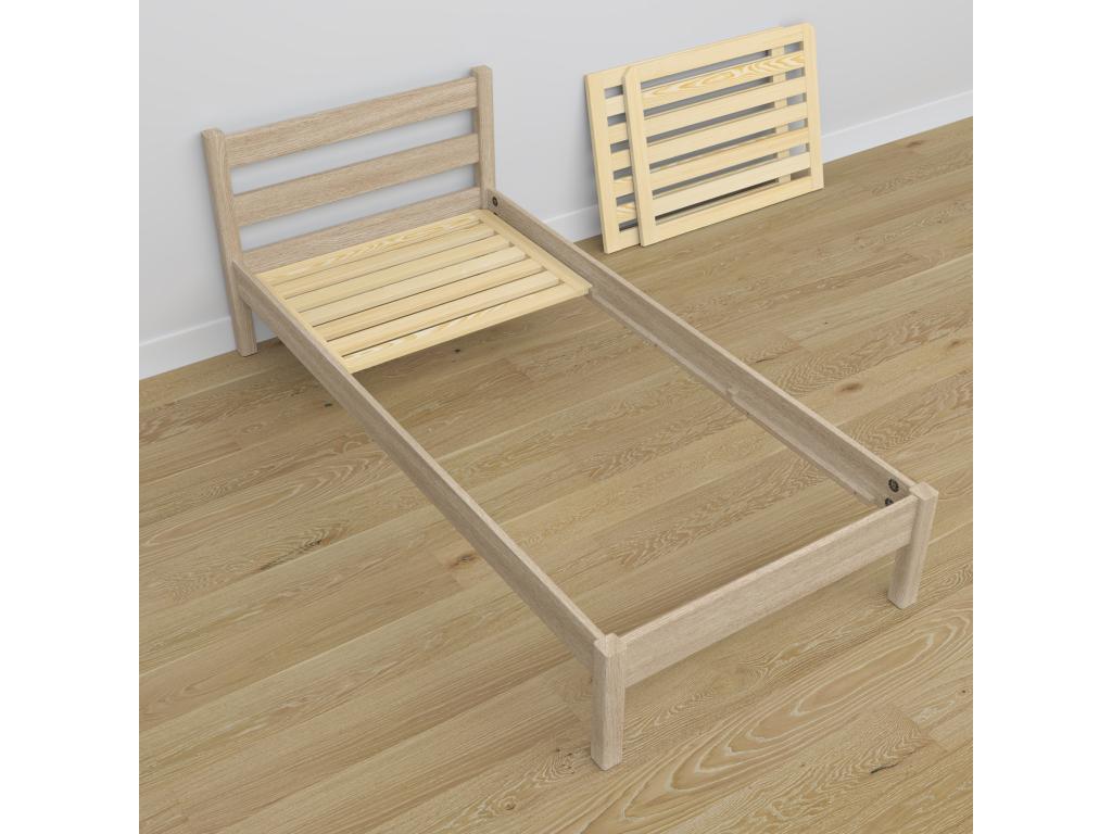 Lit simple en chêne N01 Chêne Blanchi 80x180 NEQT50295