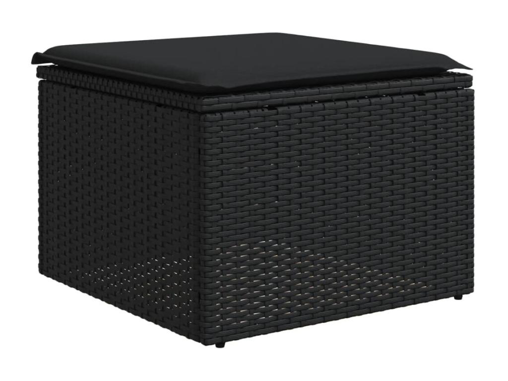 Salon de jardin 4 pièces avec coussins noir résine tressée ODAV10000