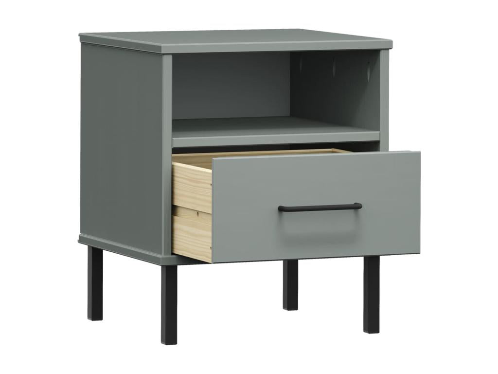 Table de chevet avec pieds en métal Gris Bois pin massif Chicyla LIAI57638