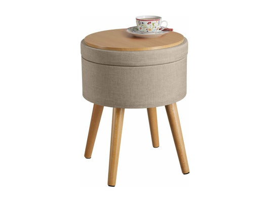 Tabouret siège pouf avec beige 35,5x35,5x45,5 cm 08 0000558 NDTO60308