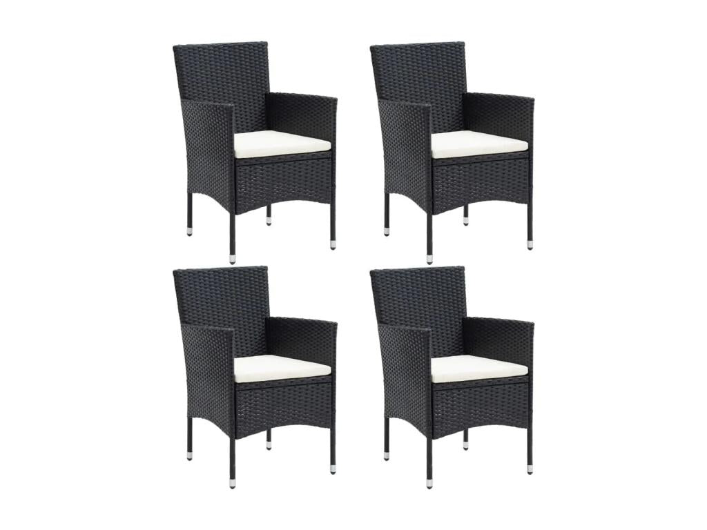 Mobilier à dîner de jardin et coussins 5 pièces Résine tressée Noir WNBM67450