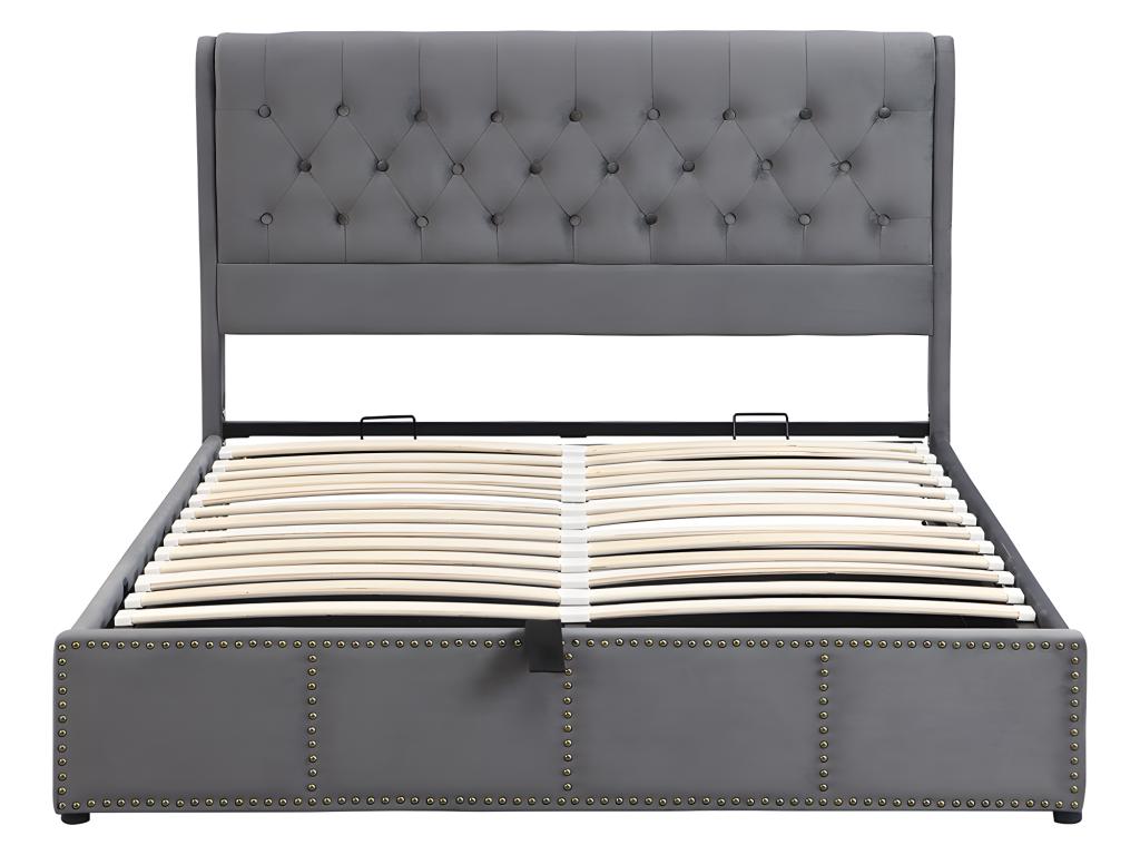 Lit coffre Lit 140x200 cm Lit rembourré - gris- Chicyla DIFW64579