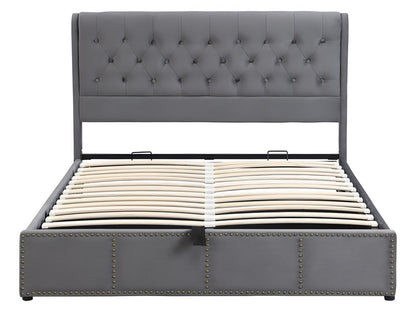 Lit coffre Lit 140x200 cm Lit rembourré - gris- Chicyla DIFW64579