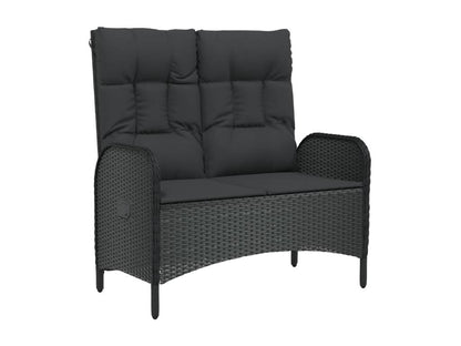 Banc de jardin inclinable avec coussins 107 cm Poly rotin Noir OGGM32260