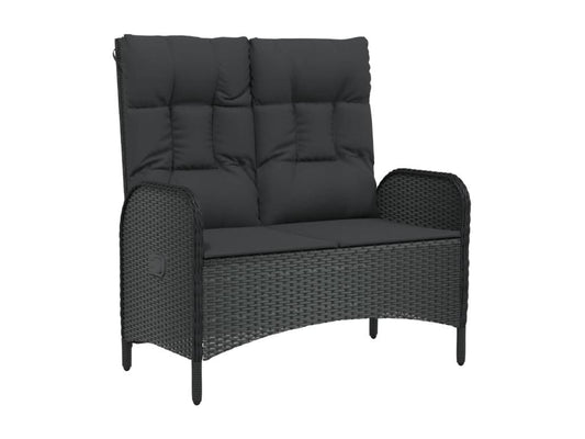 Banc de jardin inclinable avec coussins 107 cm Poly rotin Noir OGGM32260
