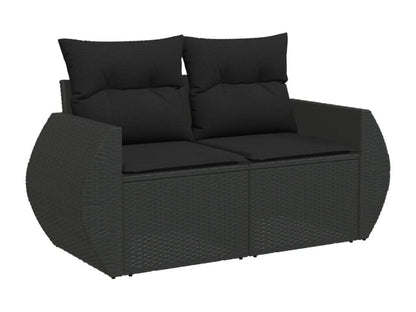 Salon de jardin 7 pcs avec coussins noir résine tressée LCGV49590
