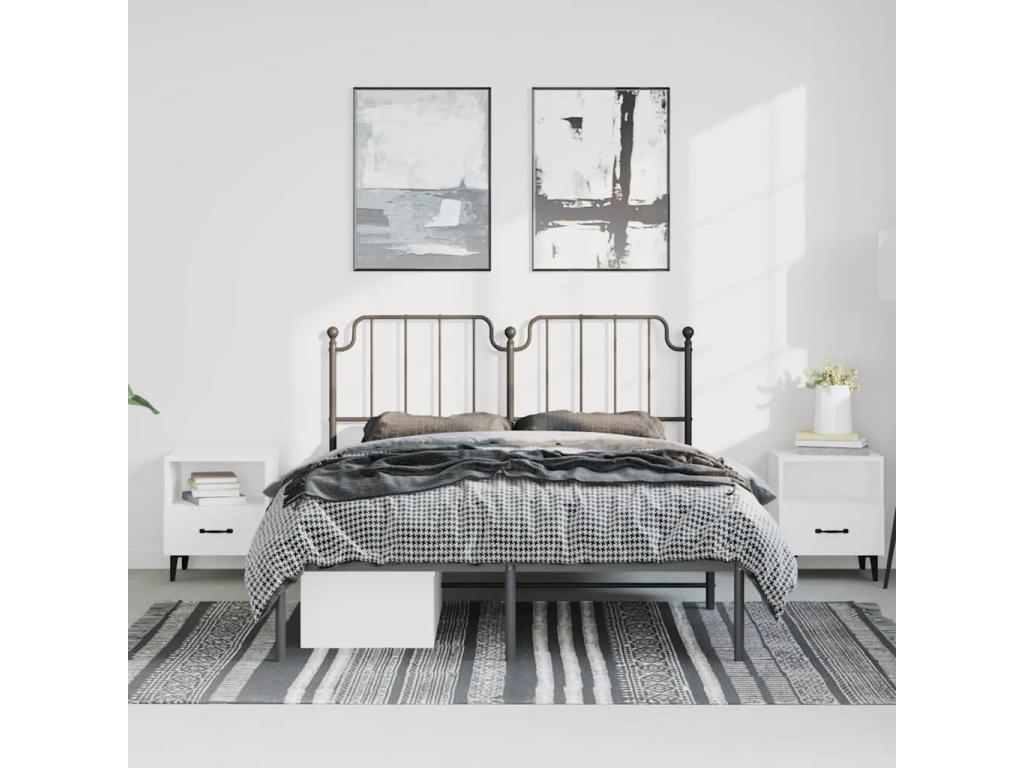 Cadre de lit métal sans matelas avec tête de lit noir 150x200cm RCQJ78400