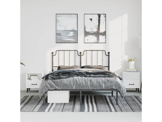 Cadre de lit métal sans matelas avec tête de lit noir 150x200cm RCQJ78400