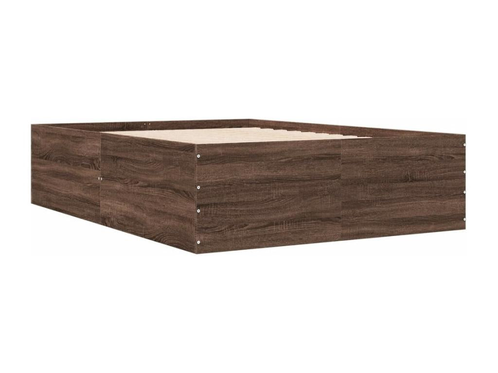 Cadre de lit chêne marron 135x190 cm bois d'ingénierie APHS00530