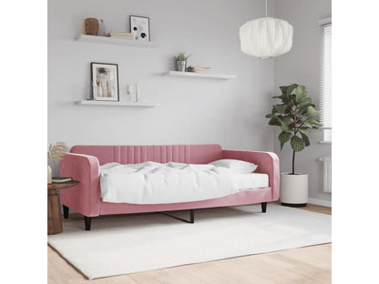 Lit de jour avec matelas rose 100x200 cm velours KRYP67741