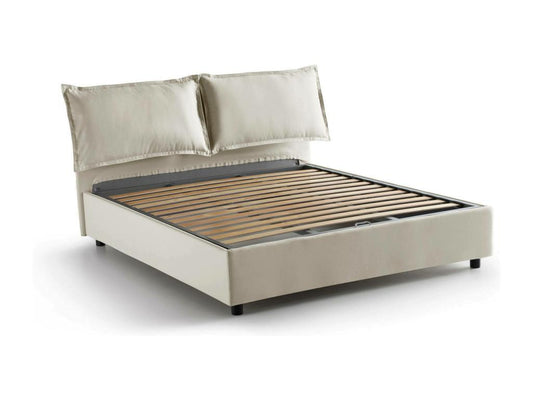 Lit double Chicyla Lit coffre avec revêtement en tissu Made in Italy Ouverture frontale adaptée pour matelas 160x200 cm Beige SIZN22898