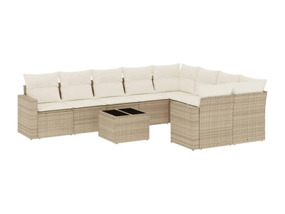 Salon de jardin avec coussins 10 pcs beige résine tressée ELER01870